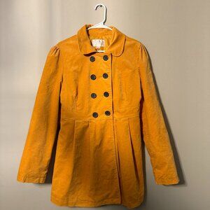 Xhilaration Mustard Yellow Pleated Peacoat in Size Large